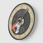  gitaar en vinylplaat wandklok (Hoek)