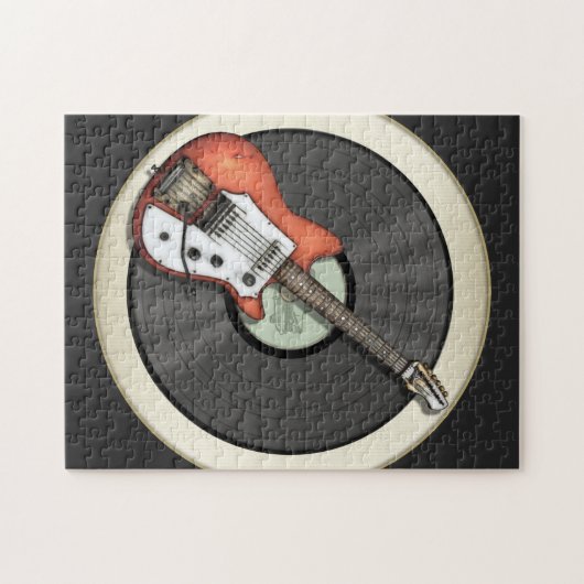  gitaar- en vinylrecord legpuzzel (Horizontaal)