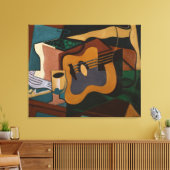 Gitaar En Wijn Abstract Schilderij Canvas Afdruk (Insitu (Woonkamer))