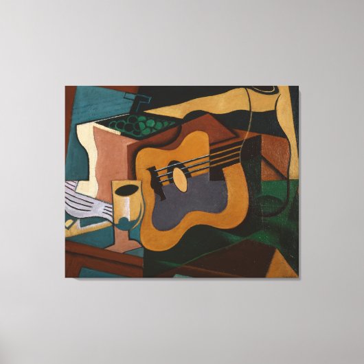 Gitaar En Wijn Abstract Schilderij Canvas Afdruk (Voorkant)