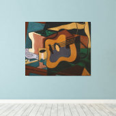 Gitaar En Wijn Abstract Schilderij Canvas Afdruk (Insitu (Houten vloer))