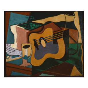 Gitaar en wijn abstract schilderij foto afdruk