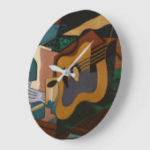 Gitaar en wijn abstract schilderij grote klok (Hoek)