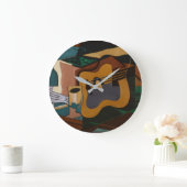 Gitaar en wijn abstract schilderij grote klok (Huis)