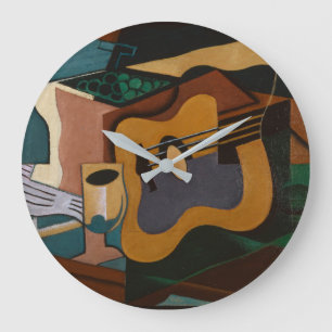 Gitaar en wijn abstract schilderij grote klok
