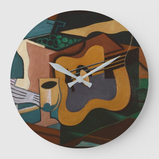 Gitaar en wijn abstract schilderij grote klok (Voorkant)