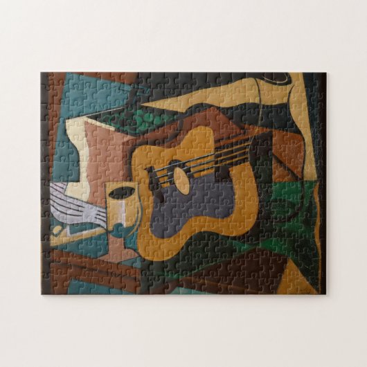 Gitaar En Wijn Abstract Schilderij Legpuzzel (Horizontaal)