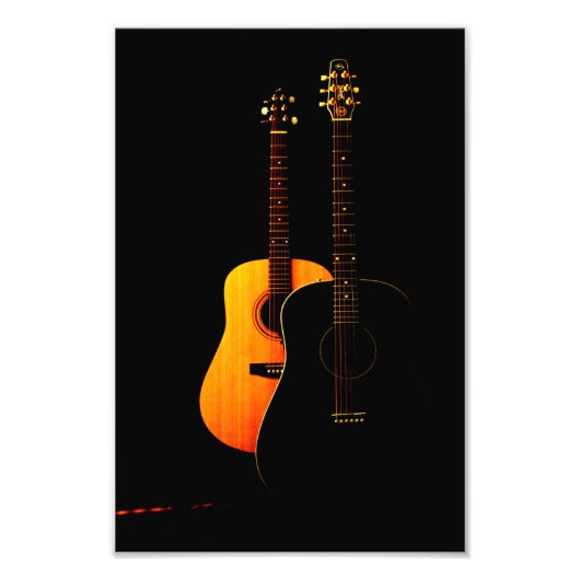 Gitaar foto 2 akoestische gitaren afdruk (Voorkant)