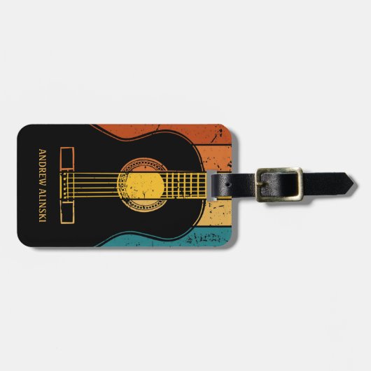  gitaar gepersonaliseerd bagagelabel (Voorkant horizontaal)