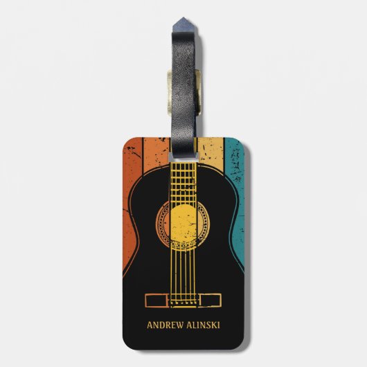  gitaar gepersonaliseerd bagagelabel (Achterkant verticaal)