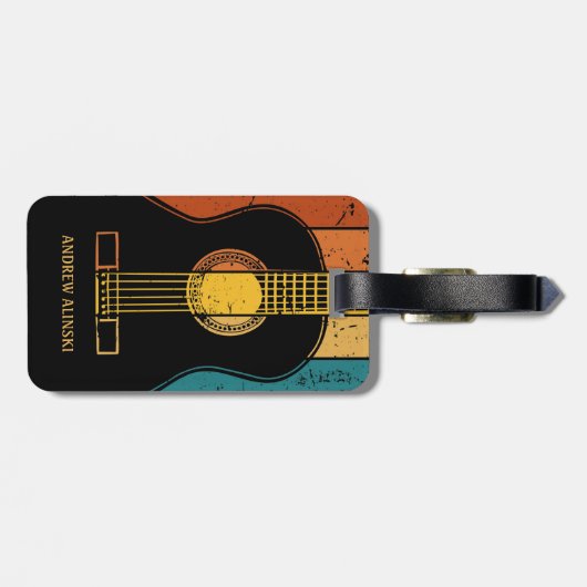  gitaar gepersonaliseerd bagagelabel (Achterkant horizontaal)