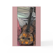 Gitaar Glas in lood Wenskaart