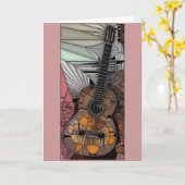 Gitaar Glas in lood Wenskaart Kaart (Gele Bloem)