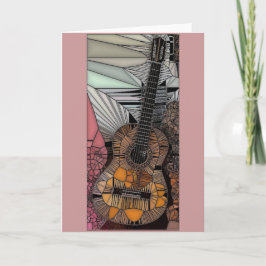 Gitaar Glas in lood Wenskaart Kaart
