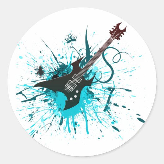 Gitaar Graffiti - Emo Rock Music Band Alternative Ronde Sticker (Voorkant)