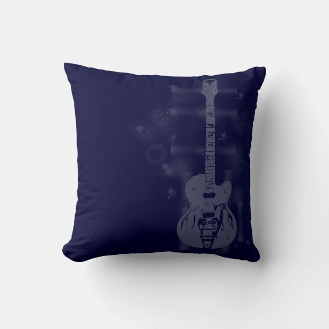 Gitaar Grafisch Blauwe Kussens (Voorkant)