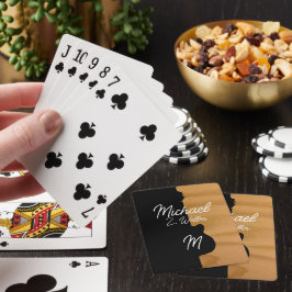 Gitaar half-zwart | half-hout Handgeschreven Naam Pokerkaarten
