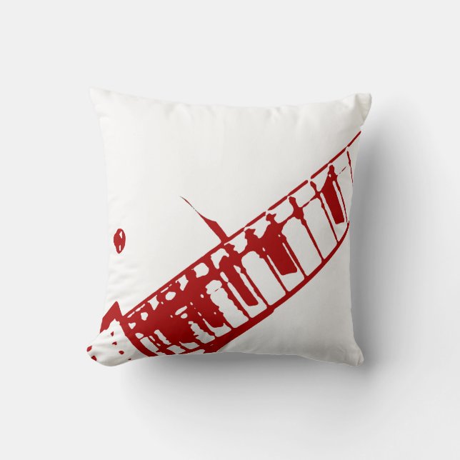 gitaar hals stempel wit en rood instrument kussen (Voorkant)