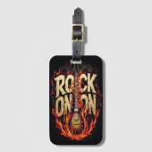 Gitaar in brand met op rock geïnspireerde typograf bagagelabel (Voorkant (verticaal))