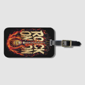 Gitaar in brand met op rock geïnspireerde typograf bagagelabel (Voorkant (horizontaal))