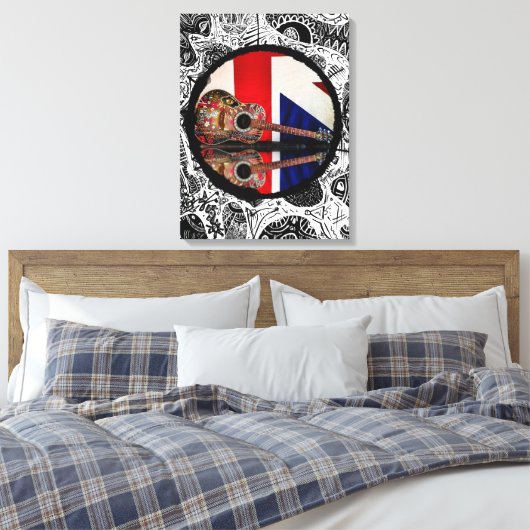 Gitaar in Groot-Brittannië Canvas Afdruk (Insitu (Slaapkamer))