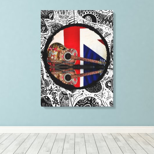 Gitaar in Groot-Brittannië Canvas Afdruk (Insitu (Houten vloer))