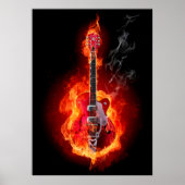 gitaar in vlammen poster (Voorkant)