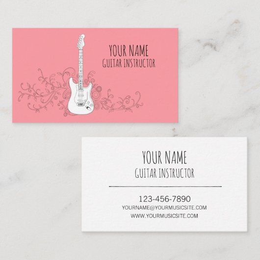Gitaar instructeur gitarist professionele muzikant visitekaartje (Voorkant / Achterkant)