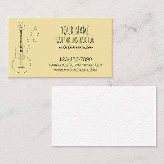 Gitaar instructeur gitarist professionele muzikant visitekaartje (Voorkant / Achterkant)