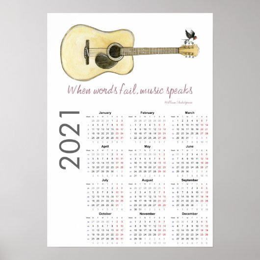 Gitaar kalender 2021 poster (Voorkant)