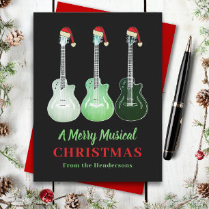 Gitaar Kerst Merry Muzikale Gepersonaliseerd Feestdagenkaart