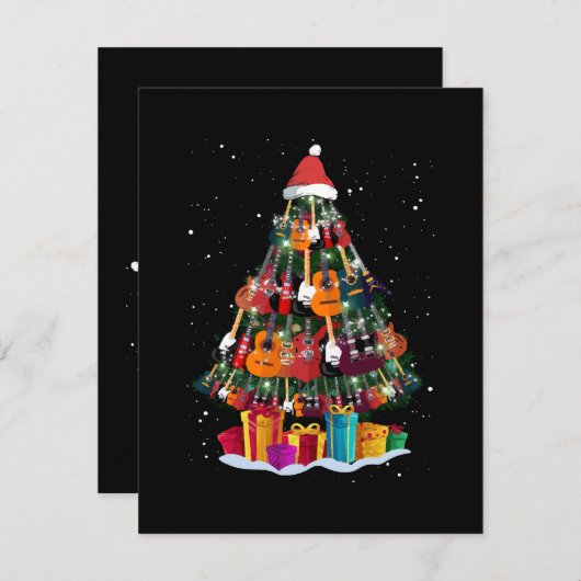 Gitaar Kerstboom Grappig Informatiekaartje (Voorkant / Achterkant)