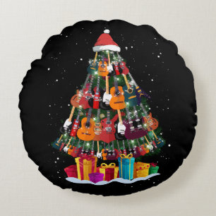 Gitaar Kerstboom Grappig Rond Kussen