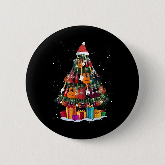 Gitaar Kerstboom Grappig Ronde Button 5,7 Cm (Voorkant)