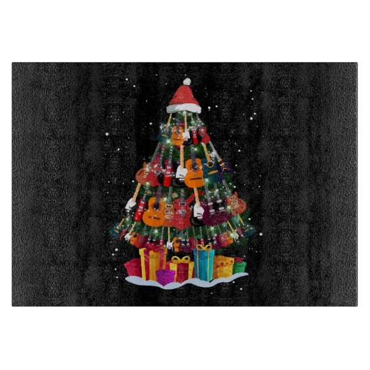 Gitaar Kerstboom Grappig Snijplank (Voorkant)