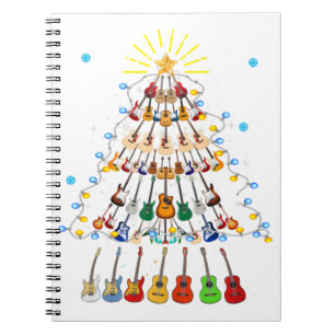 Gitaar Kerstboom Vrolijk Kerstmis Gitaar Liefhebbe Notitieboek