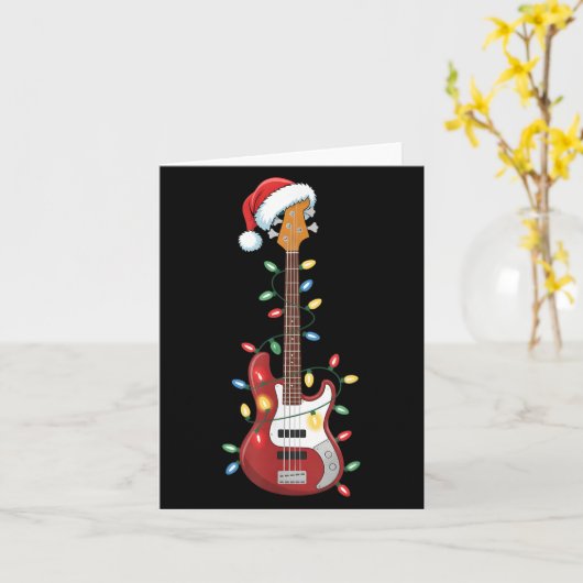 Gitaar Kerstman Hoed Kerstverlichting B Speler Gui Kaart (Gele Bloem)