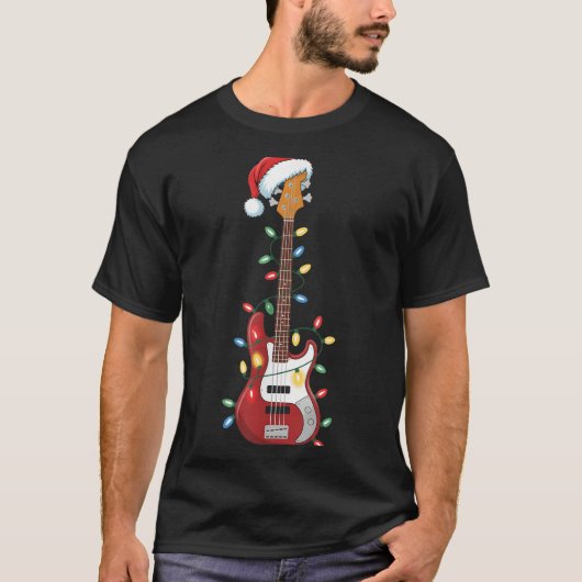 Gitaar Kerstman Hoed Kerstverlichting B Speler Gui T-shirt (Voorkant)