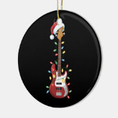 Gitaar Kerstman Hoed Kerstverlichting Bass Player Keramisch Ornament (Links)