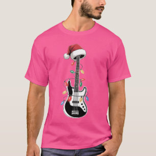 Gitaar Kerstman Kerstlichten Bassist Gitarist Mu T-shirt