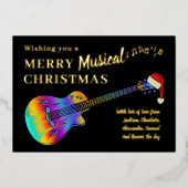 Gitaar Kerstmis Gepersonaliseerd Goud Folie Feestdagenkaart (Voorkant)