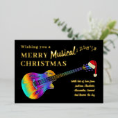 Gitaar Kerstmis Gepersonaliseerd Goud Folie Feestdagenkaart (Staand Voorkant)