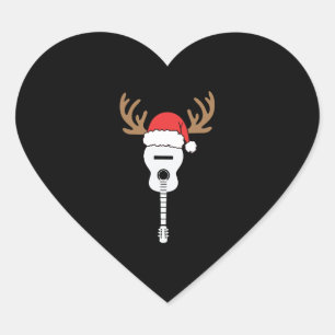 Gitaar Kerstmis Santa Hoed Rendier Hart Sticker