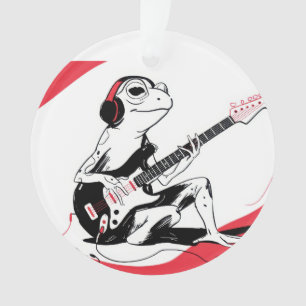 Gitaar Kikker – Koele Muziek Dieren Kunst Ornament