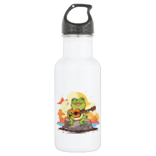Gitaar Kikker Zonsondergang Kawaii Muziek Ontwerp Waterfles
