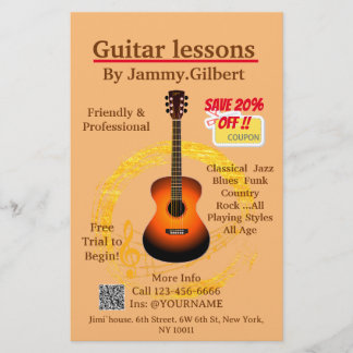 Gitaar Klasse Flyer Dubbelzijdig afdrukken