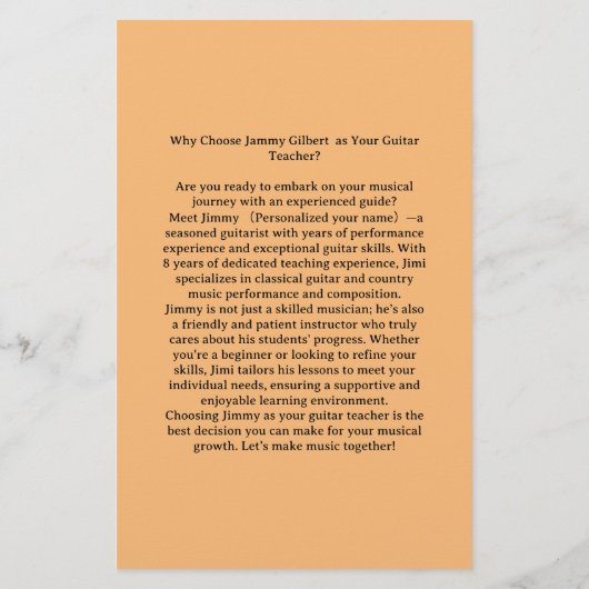 Gitaar Klasse Flyer Dubbelzijdig afdrukken (Achterkant)