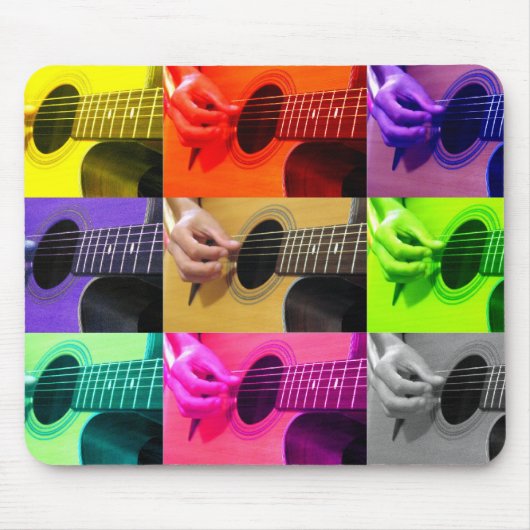 Gitaar Kleuren Collage Muismat (Voorkant)