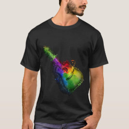 Gitaar Kleurrijke Splatter Design T-shirt