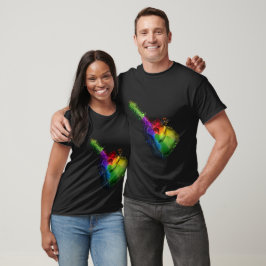 Gitaar Kleurrijke Splatter Design T-shirt